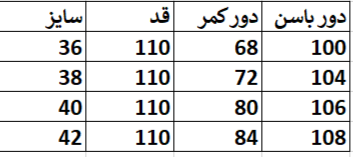 سایز شلوار پیله دار زنانه